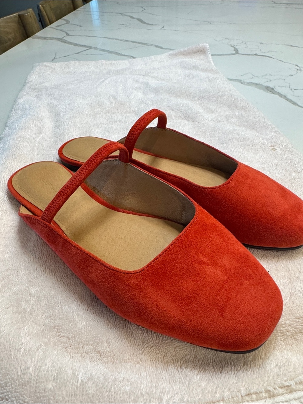 Classic Red Suede Slingback Flats- Madewell size 9 (Never Worn)